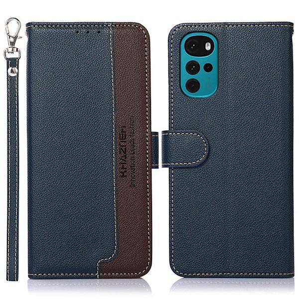 KHAZNEH Telefondeksel for Motorola Moto G22 / Moto E32s 4G - Blå/Brun Blue