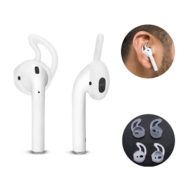 2 par/pakke HAT PRINCE blød silikone ørekrog til Apple AirPods White