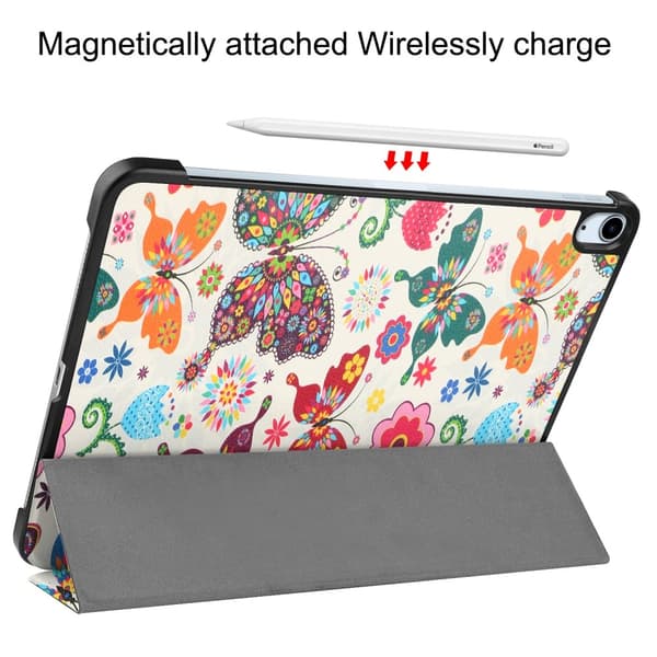 Til iPad Air 11 (2024) Etui Tre - fold Stativ Tablet Cover - Butterflies Multicolor