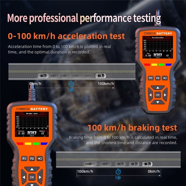 Felkodsläsare 2-i-1 OBD2-skanner batteritestare 40 000 felkoder motordiagnostik Orange
