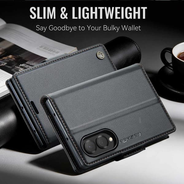CASEME Glanset telefonlommebokdeksel til Samsung Galaxy Z Fold8 Black