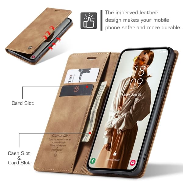 CASEME Retro Pung Taske til Samsung Galaxy A35 Brown