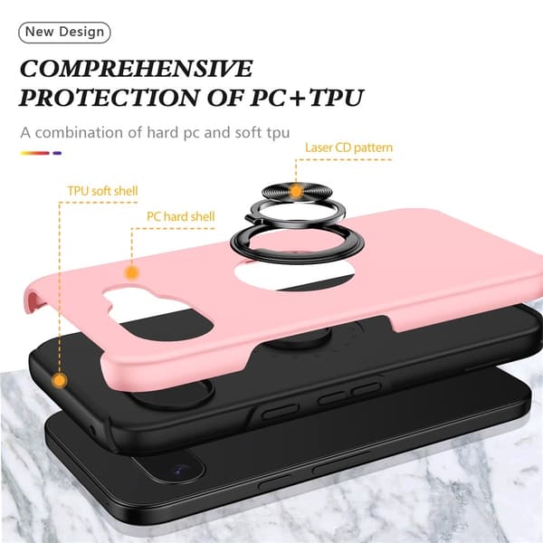 Til Pixel 10a Deksel Hybriddeksel med Finger Ring Pink