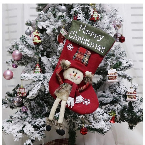 Christmas Stocking Sock Tree Hanging Decoration - Snowman Multicolor