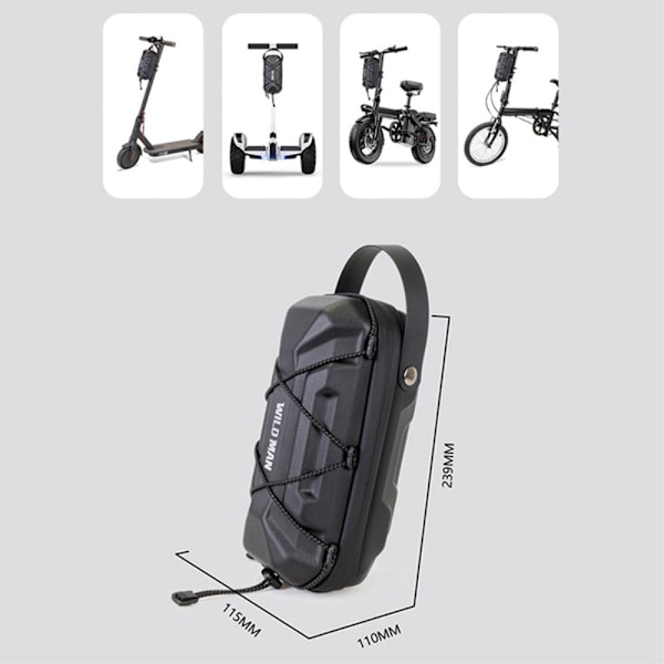 WILD MAN GD6X 2L Electric Scooter Hanging Bag EVA Hard Shell Bicycle Bag for Phone Black