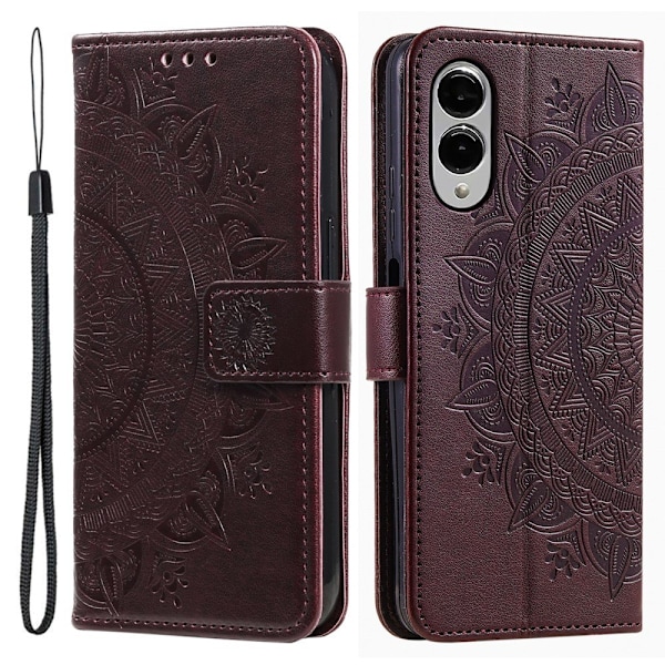 Til Samsung Galaxy S25 Edge tegnebogscover Cover Shell Mandala Blomstermønster Brown