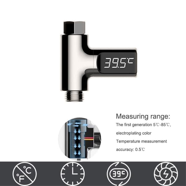 Vanntemperaturmåler Bad Dusjtermometer Grader Silver