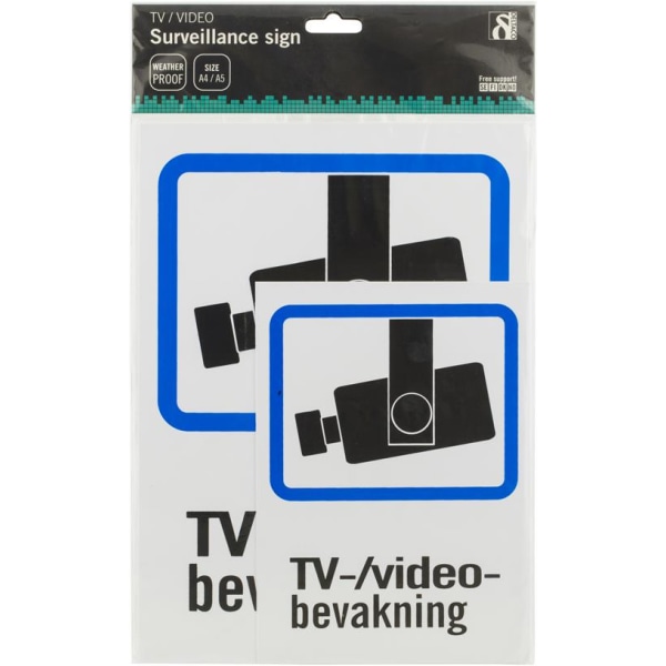 DELTACO Plastskilt, TV/Video overvågning, A4 & A5 størrelse