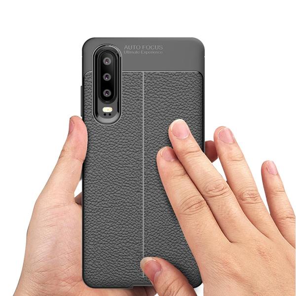 TPU Cover Litchi Grain Huawei P30 - Sort Black