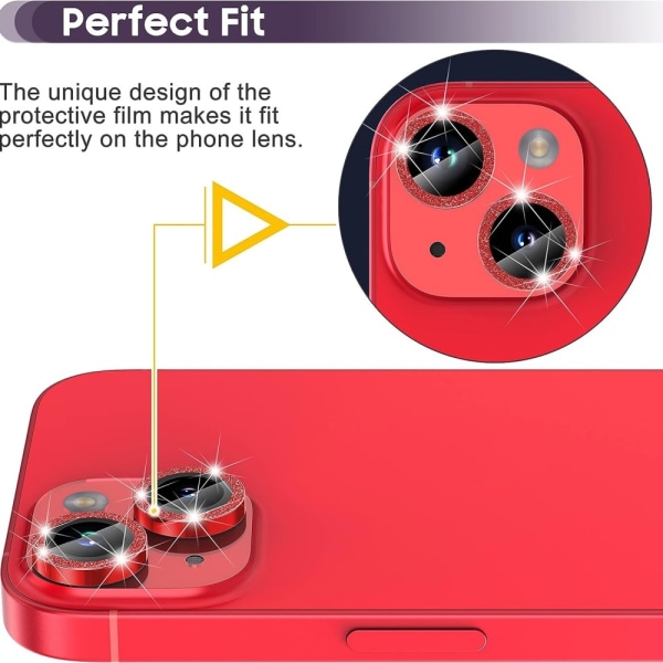 iPhone 15 / 15 Plus Ring Circle Lens -elokuvasetti Glitter Red