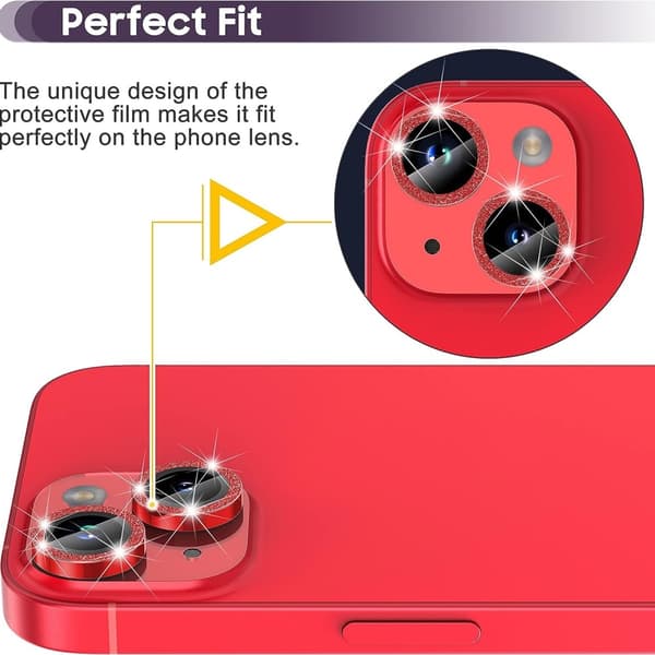 iPhone 15 / 15 Plus Ring Circle Lens - elokuvasetti Glitter Red
