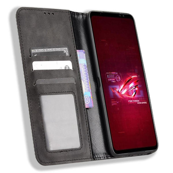Wallet Stand Flip-telefonetui til Asus ROG Phone 6 5G/6 Pro 5G - Sort Black