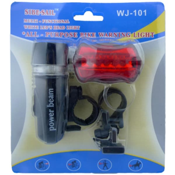 5 - LED cykel forlygte med baglygte Black