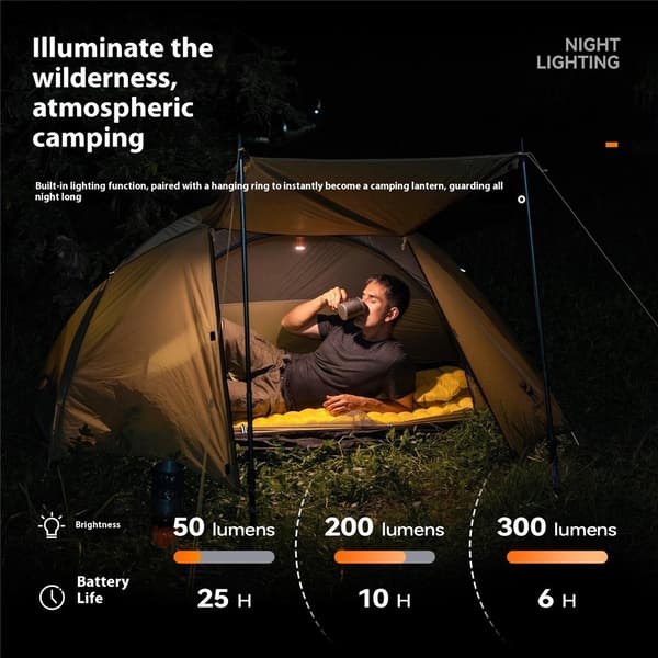 Elektrisk luftpumpe, magnetisk campinglampe, svømmering, oppustningsluftmadras Orange one size