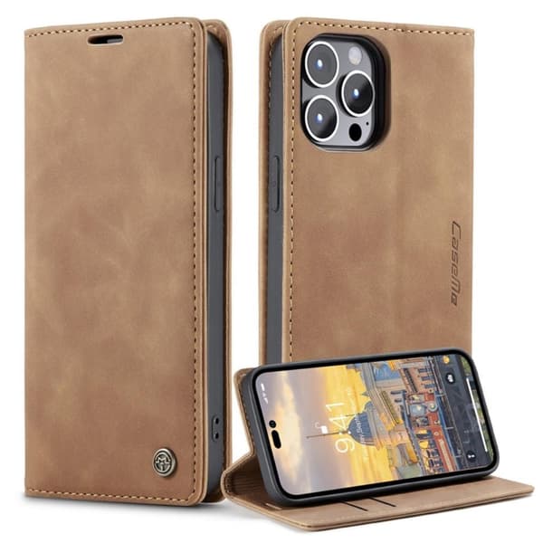 CASEME Lommebok - deksel iPhone 14 Pro Max - Lysebrun Brown