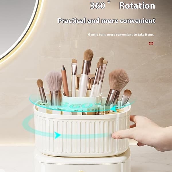 Organiser din makeup Roterende makeup-organisator med skuffeopbevaringsstativ Beige