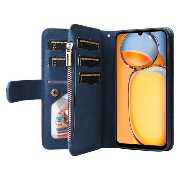 KT Wallet Case til Xiaomi Redmi 13C - Blå - Rød Blue