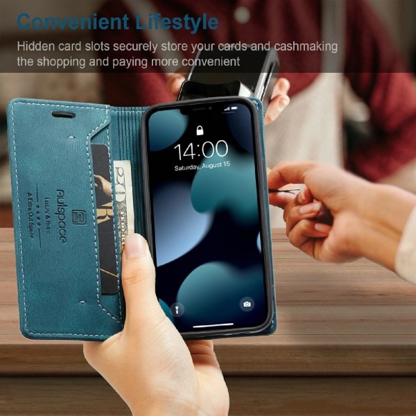 AUTSPACE A01 Plånboksfodral iPhone 13 Mini - Blå Blå