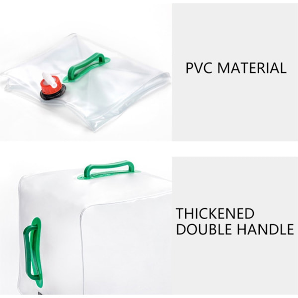 Vikbar vattenbehållare Nöd Överlevnad Vattenförvaring - 20L Transparent