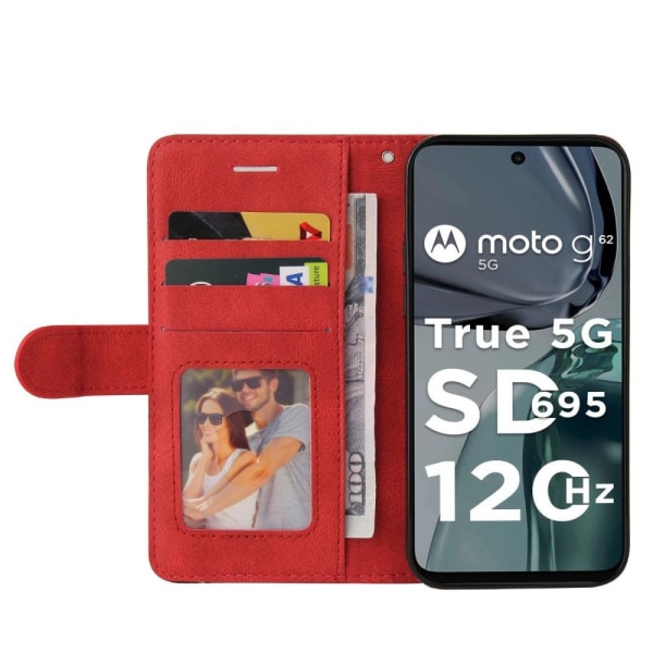Til Motorola Moto G62 KT-serie-1 dobbeltfarve Red