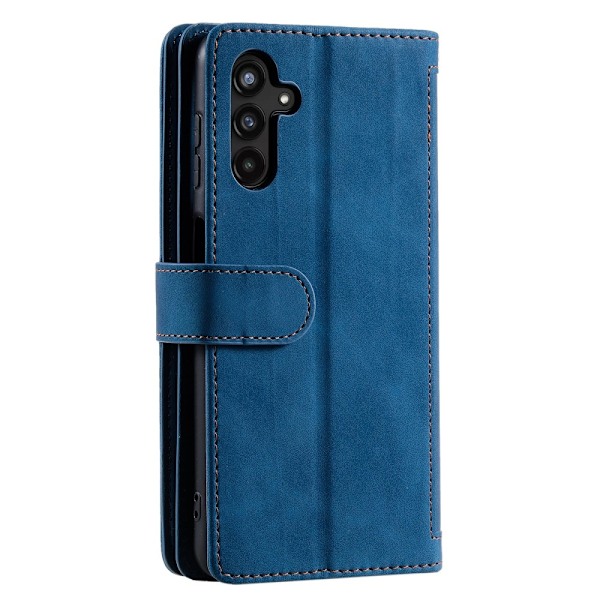 Til Samsung Galaxy S24 FE Etui med Lynlåslomme og 9 Kortlommer i PU-læder – Blå Blue