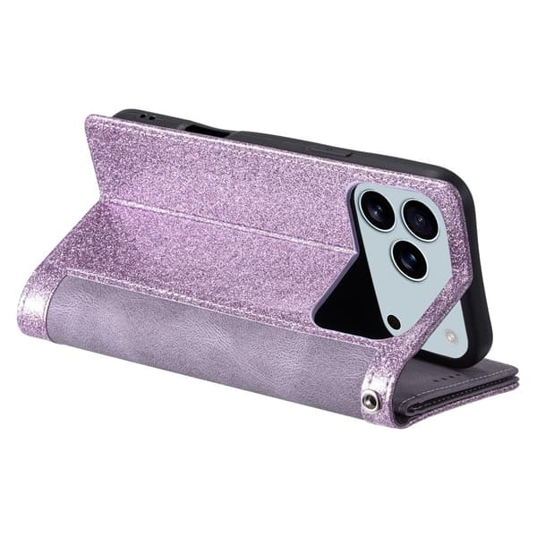 Til iPhone 17 Pro Max Etui med Lynlåslomme og 9 Kortlommer Purple
