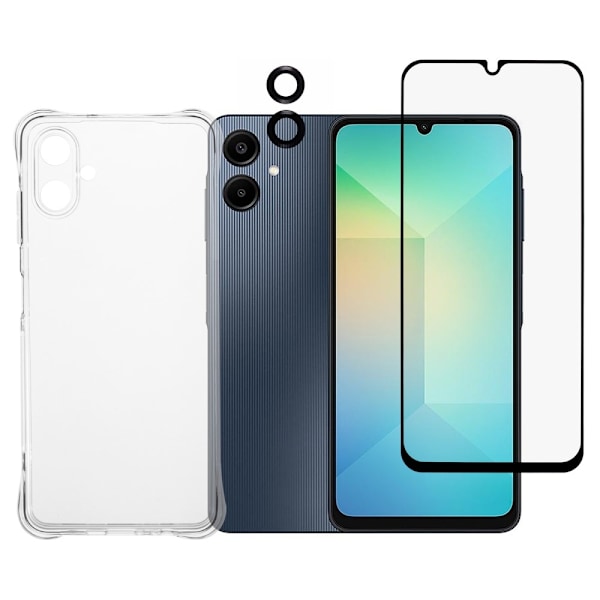 Til Samsung Galaxy A06 4G Cover TPU med Skærmbeskytter og Kameralinsebeskytter Transparent