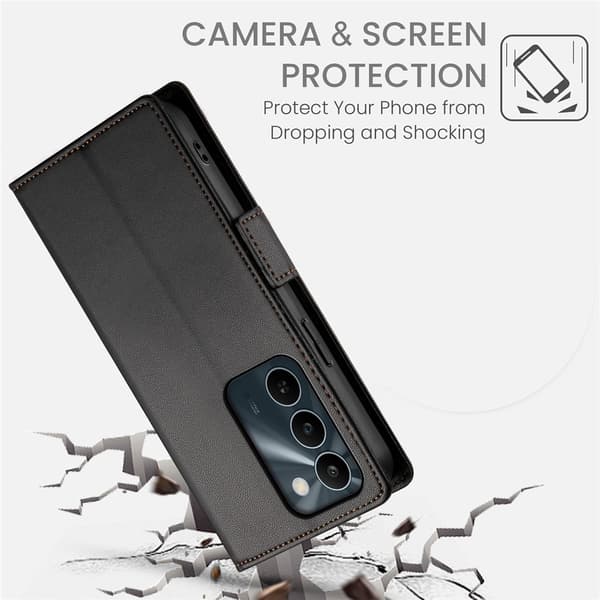 Phone Wallet Case with Stand for Realme C100 5G / C83 5G Black