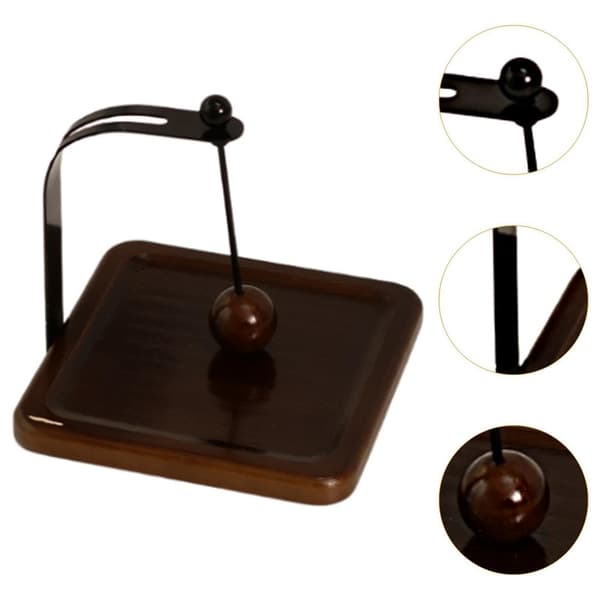 Serviettholder i furu og jern, 17,5 x 17,5 x 14,5 cm, med vektet kule Brown