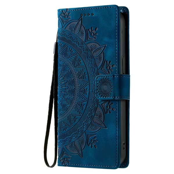 For Samsung Galaxy A26 Lommebok Deksel Shell Mandala Blomstermønster Blue