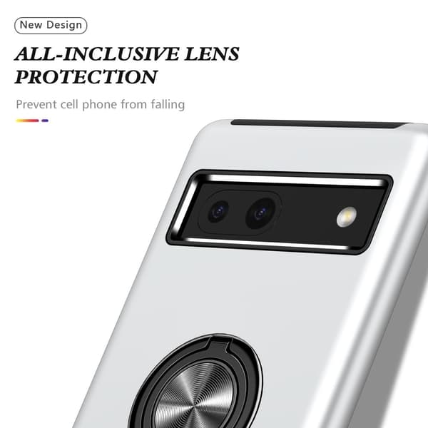 Hybrid-etui med fingerreim og kickstand for Google Pixel 8a Silver