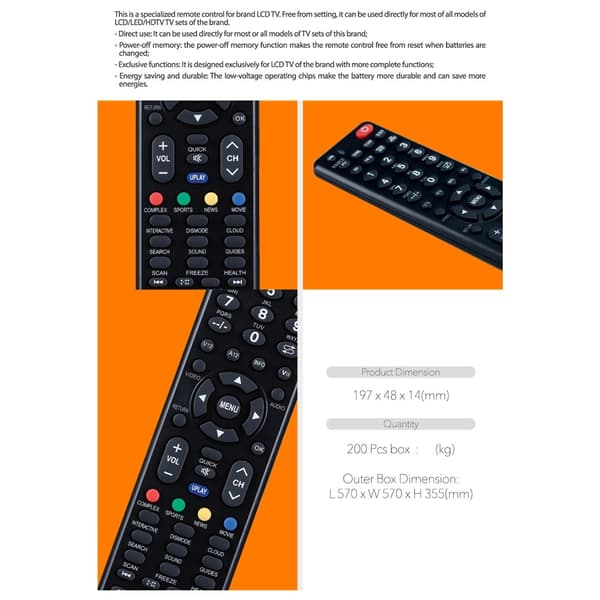 Fjernkontroll CHUNGHOP E-S902 For Skyworth TV TV-fjernkontrollutskiftning Black