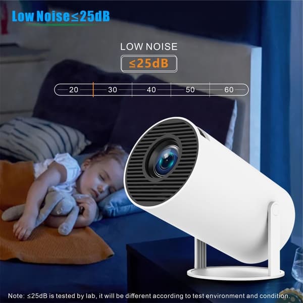 PRO-projektor Android 11.0 2.4G / 5G WiFi 6 Bluetooth 5.0 1280*720P Hjemmekino White