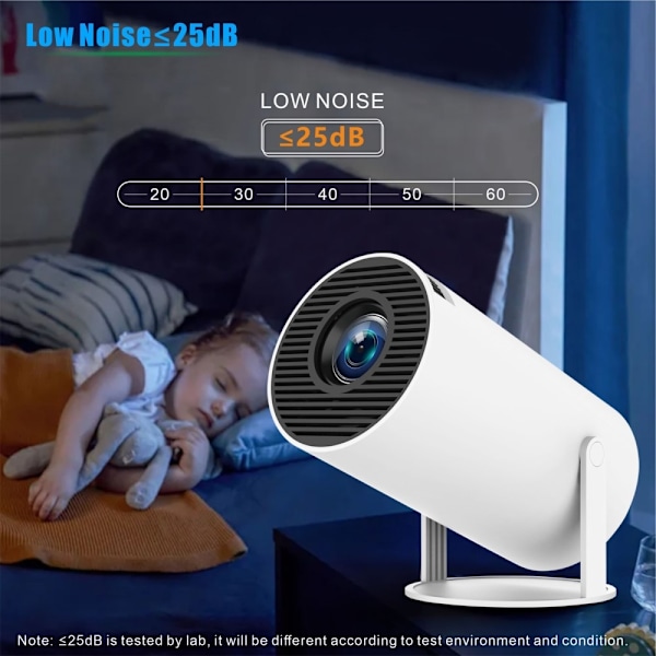 PRO-projektori Android 11.0 2.4G 5G WiFi 6 Bluetooth 5.0 1280*720P kotiteatteri White