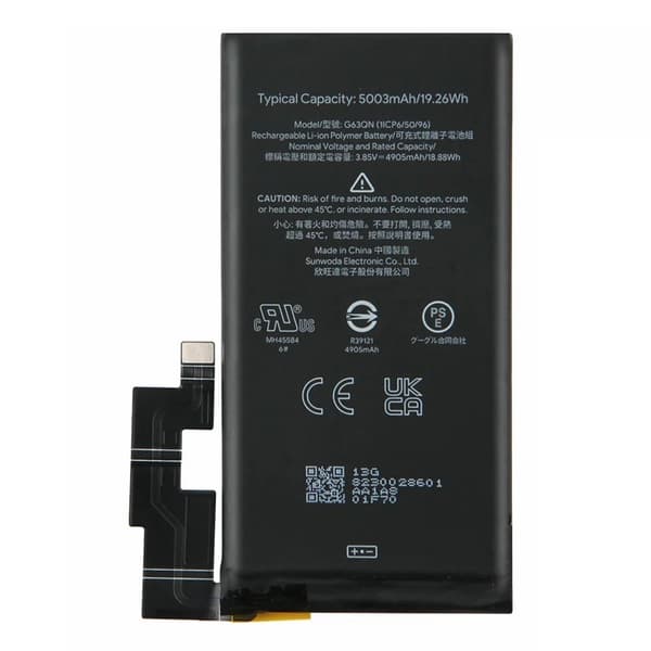 Batteri til Google Pixel 6 Pro 5G 3.85V 4905mAh Li-Polymer Kode: G63QN Black