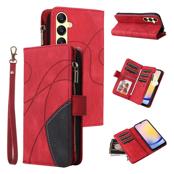 KT Multifunksjons Serie-5 Telefonveske for Samsung Galaxy A25 Red