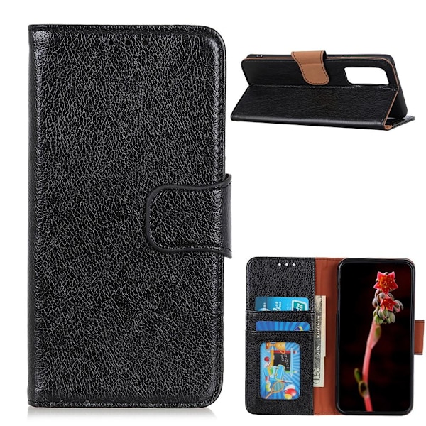 OnePlus 9 Pro Lommebok - cover Teksturert Split - Sort Black
