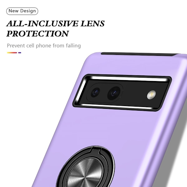 Til Google Pixel 8a Fingerring Kickstand Hybrid Taske Purple