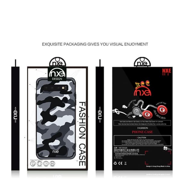 NXE Camouflage Pattern TPU Mobile Phone Suojakuori Samsung Galaxy S10 Plus - Harmaa Grey