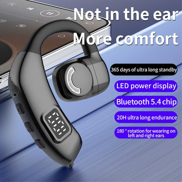 Bluetooth 5.4 Single in - Ear hovedtelefoner trådløs krog - sort Black