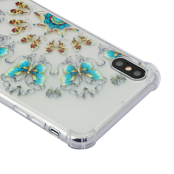 iPhone XS Max TPU Skal - Blue and Gold Butterflies multifärg
