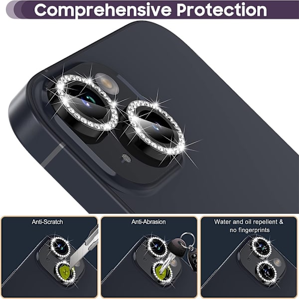 Kameralinse til iPhone 15/15 Plus Glitter Black