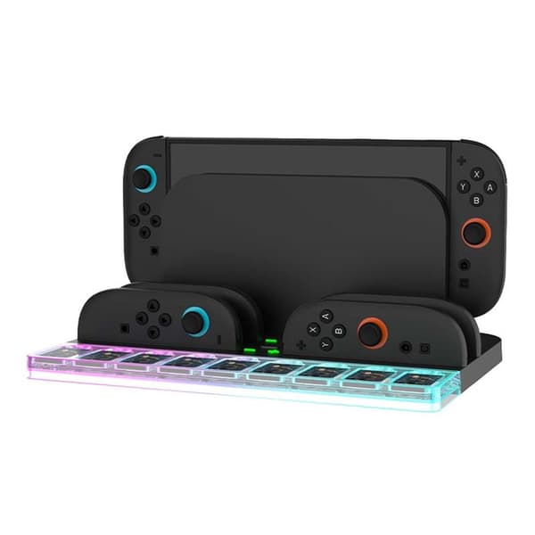 Kompatibel med Nintendo Switch 2 Laddningsdocka för 4 Joy-Con-kontroller Svart