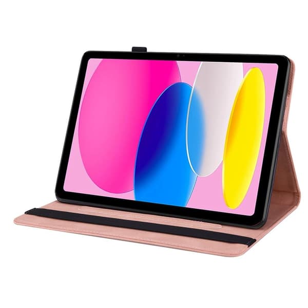 Apple iPad 10.9 2022 Sammenleggbart Veske Kortholder Sommerfugl - Rosa Pink