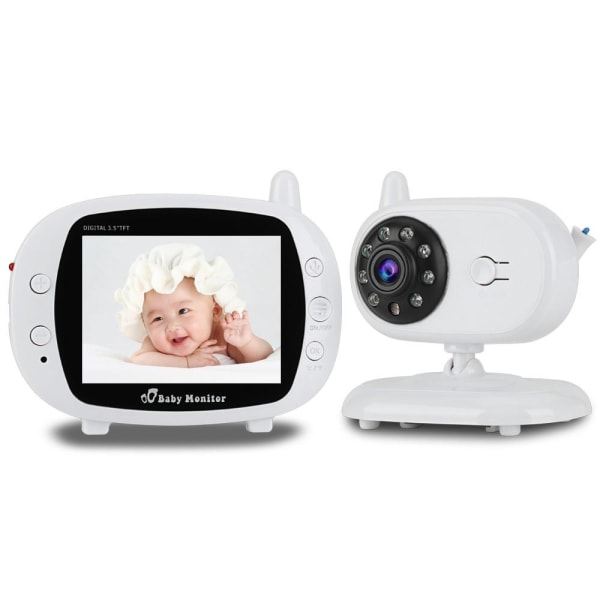 2.4G Digital trådløs 3,5 tommer farve LCD babymonitor 5m Night V White