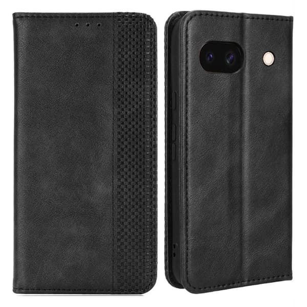 Google Pixel 8a Stativ Telefonveske Full Beskyttelse Lommebok Deksel - Svart Black