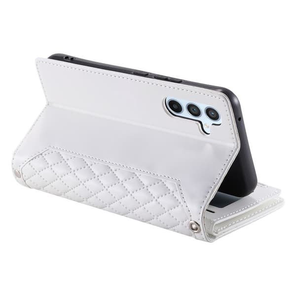 Til Samsung Galaxy S26+ 5G Zipper Wallet Case Rhombus Telefoncover White
