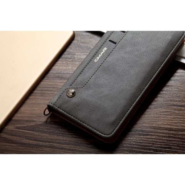 CMAI2 Litchi plånbokssuojakuori - iPhone 7 / 8 / SE (2020) - Harmaa Grey