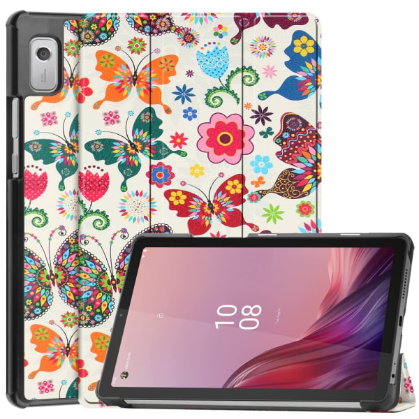 Til Lenovo Tab M9 Trifoldet Stativdæksel - Butterflies Multicolor