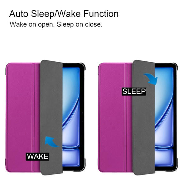 Etui for iPad Air 11 (2024) - Tri-fold Stativ Tablettdeksel - Lilla Purple